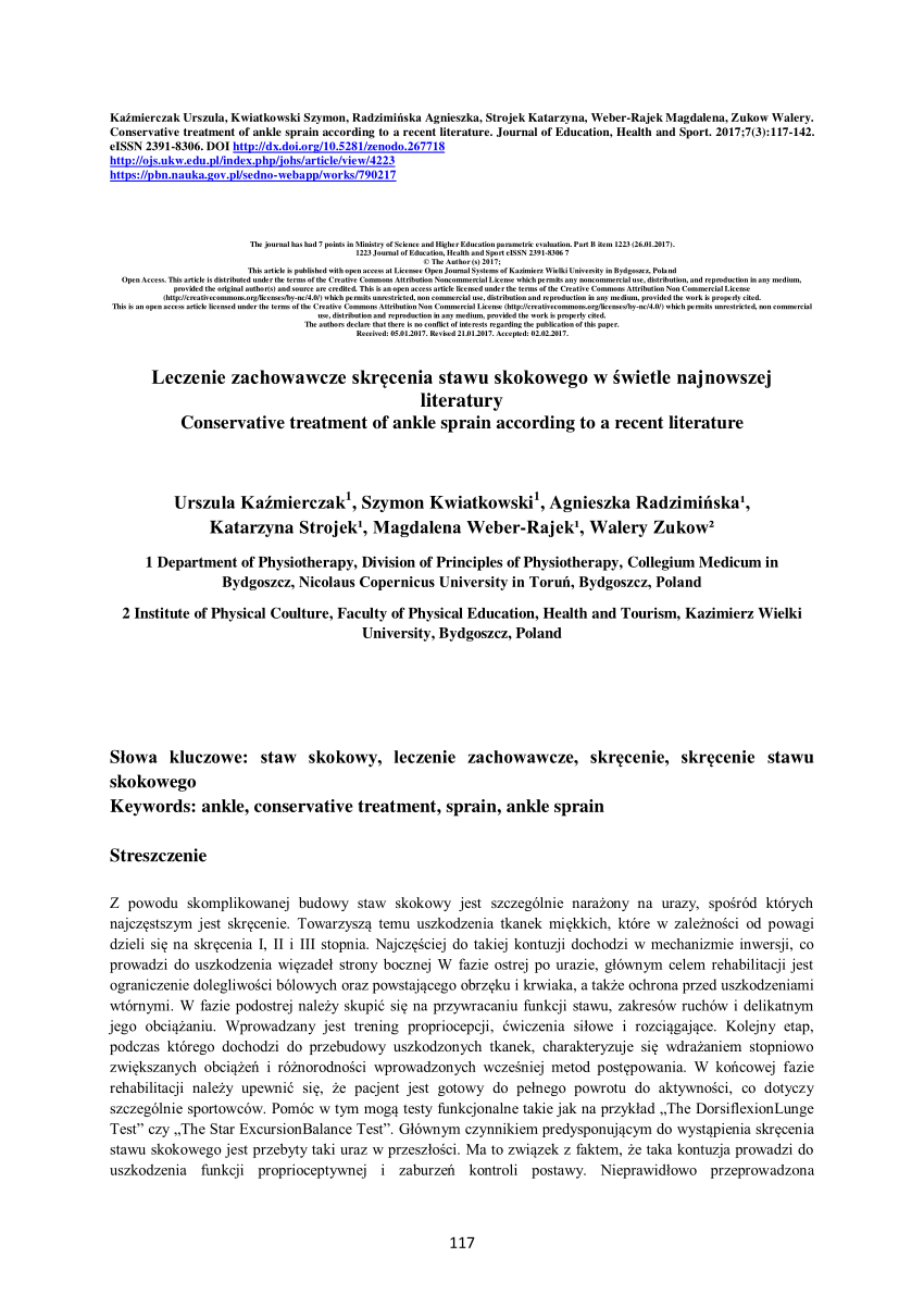 Rehabilitation of a Lateral Ankle Sprain with Cryokinetics